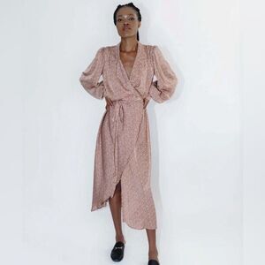 OhSevenDays Riley Wrap Animal Print midi Dress XS